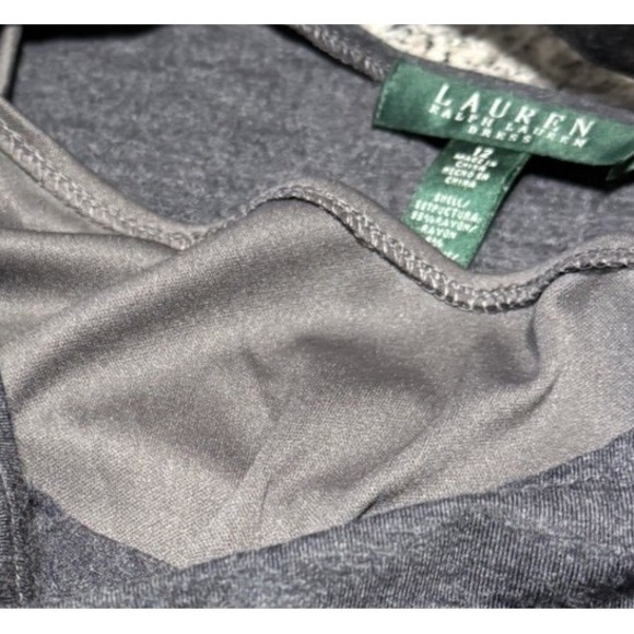 Lauren Ralph Lauren Size 12 Charcoal Gray  Gathered Cap Sleeves NWT - Picture 5 of 10